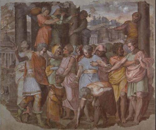 Perino Del Vaga Tarquinius Superbus Founds the Temple of Jove on the Capitol, from Palazzo Baldassini, now in the Uffizi, Florence China oil painting art